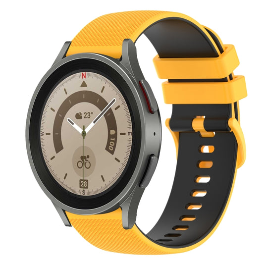 For Samsung Galaxy Watch5 Pro 45mm 20mm Checkered Two-Color Silicone Watch Band(Yellow+Black) - Watch Bands by buy2fix | Online Shopping UK | buy2fix