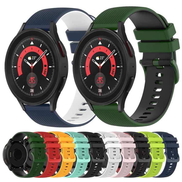 For Samsung Galaxy Watch5 Pro 45mm 20mm Checkered Two-Color Silicone Watch Band(White+Black) - Watch Bands by buy2fix | Online Shopping UK | buy2fix