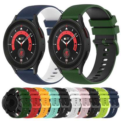 For Samsung Galaxy Watch5 Pro 45mm 20mm Checkered Two-Color Silicone Watch Band(White+Black) - Watch Bands by buy2fix | Online Shopping UK | buy2fix