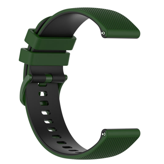 For Samsung Galaxy Watch4 44mm 20mm Checkered Two-Color Silicone Watch Band(Amy Green+Black) - Watch Bands by buy2fix | Online Shopping UK | buy2fix