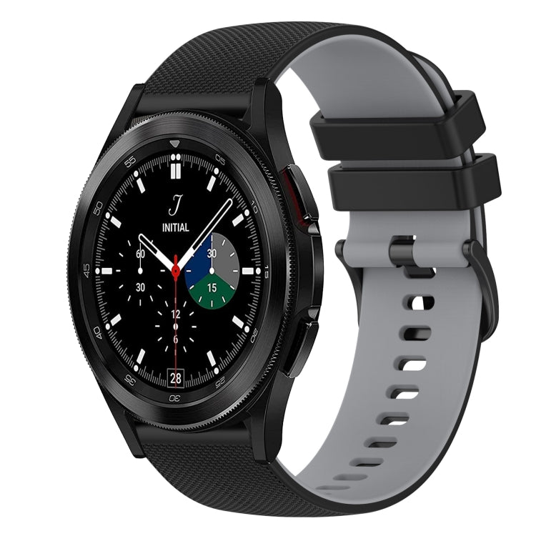For Samsung  Galaxy Watch4 Classic 42mm 20mm Checkered Two-Color Silicone Watch Band(Black+Grey) - Watch Bands by buy2fix | Online Shopping UK | buy2fix