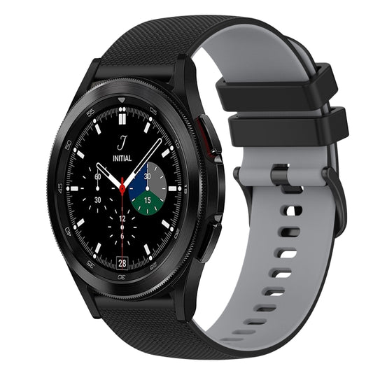 For Samsung  Galaxy Watch4 Classic 42mm 20mm Checkered Two-Color Silicone Watch Band(Black+Grey) - Watch Bands by buy2fix | Online Shopping UK | buy2fix