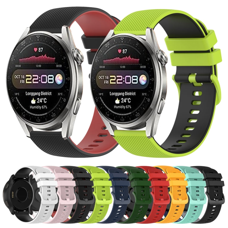 For Huawei Watch GT3 Pro 43mm 20mm Checkered Two-Color Silicone Watch Band(Black+Grey) by buy2fix