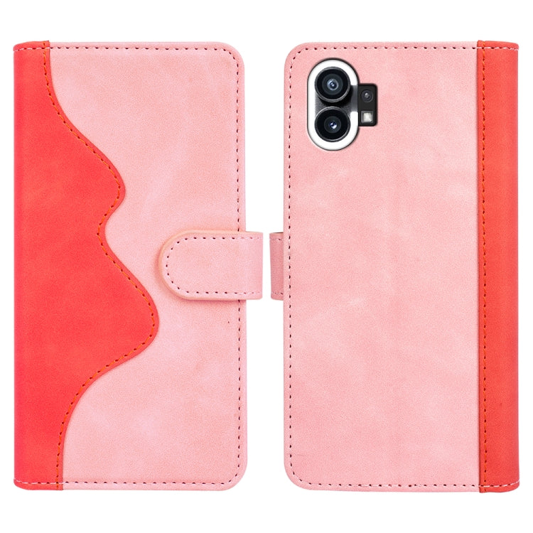 For Nothing Phone 1 Stitching Horizontal Flip Leather Phone Case(Pink Red) - Nothing Cases by buy2fix | Online Shopping UK | buy2fix