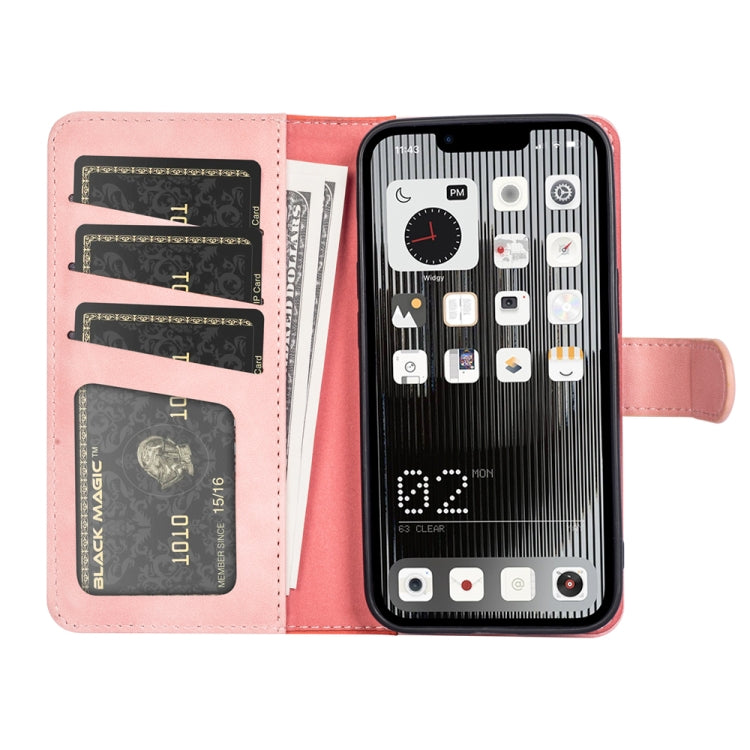 For Nothing Phone 1 Stitching Horizontal Flip Leather Phone Case(Pink Red) - Nothing Cases by buy2fix | Online Shopping UK | buy2fix