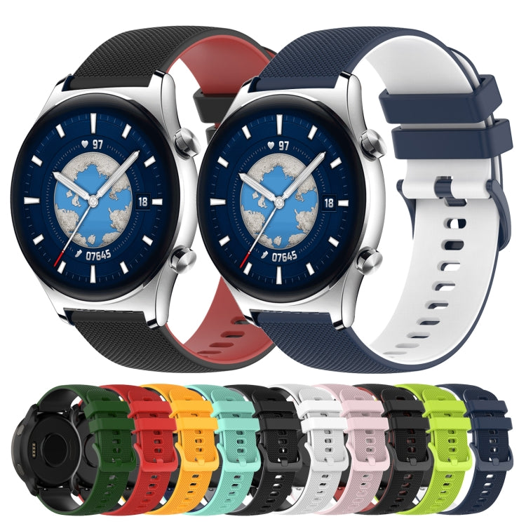For Honor Watch GS 3 22mm Checkered Two-Color Silicone Watch Band(Amy Green+Black) by buy2fix