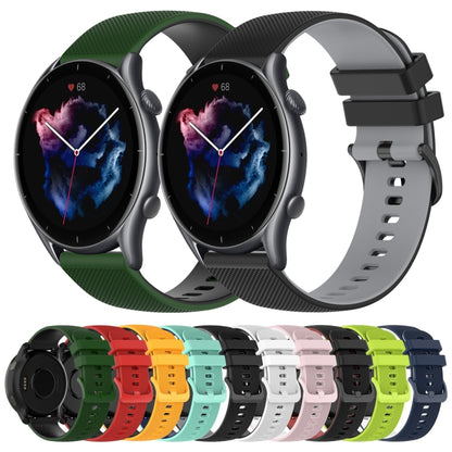 For Amazfit GTR 3 Pro 22mm Checkered Two-Color Silicone Watch Band(Black+Grey) - Watch Bands by buy2fix | Online Shopping UK | buy2fix