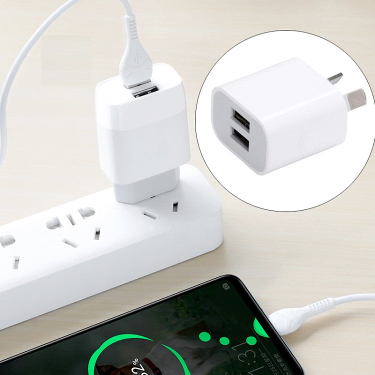 Mini Dual Port USB Charger with USB to Micro USB Data Cable, AU Plug by buy2fix