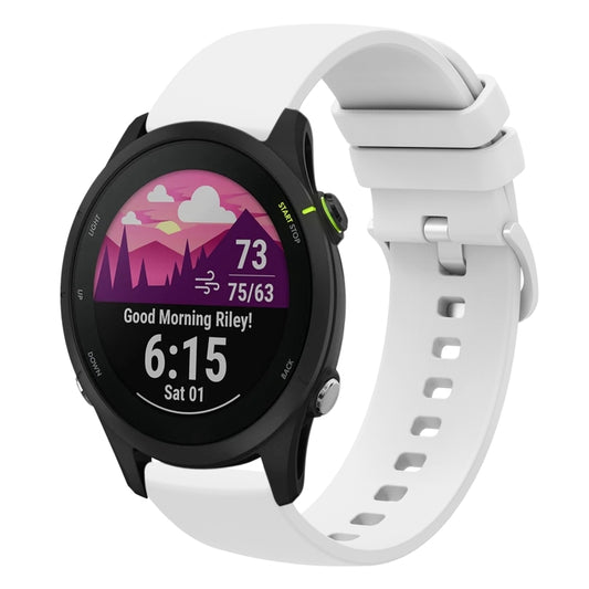 For Garmin Forerunner 255S 18mm Solid Color Soft Silicone Watch Band(White) - Watch Bands by buy2fix | Online Shopping UK | buy2fix