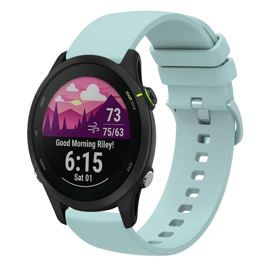 For Garmin Forerunner 255S 18mm Solid Color Soft Silicone Watch Band(Sapphire Green) - Watch Bands by buy2fix | Online Shopping UK | buy2fix