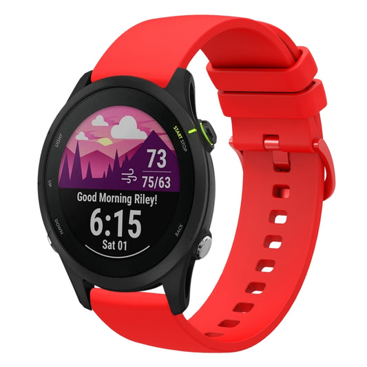 For Garmin Forerunner 255S 18mm Solid Color Soft Silicone Watch Band(Red) - Watch Bands by buy2fix | Online Shopping UK | buy2fix