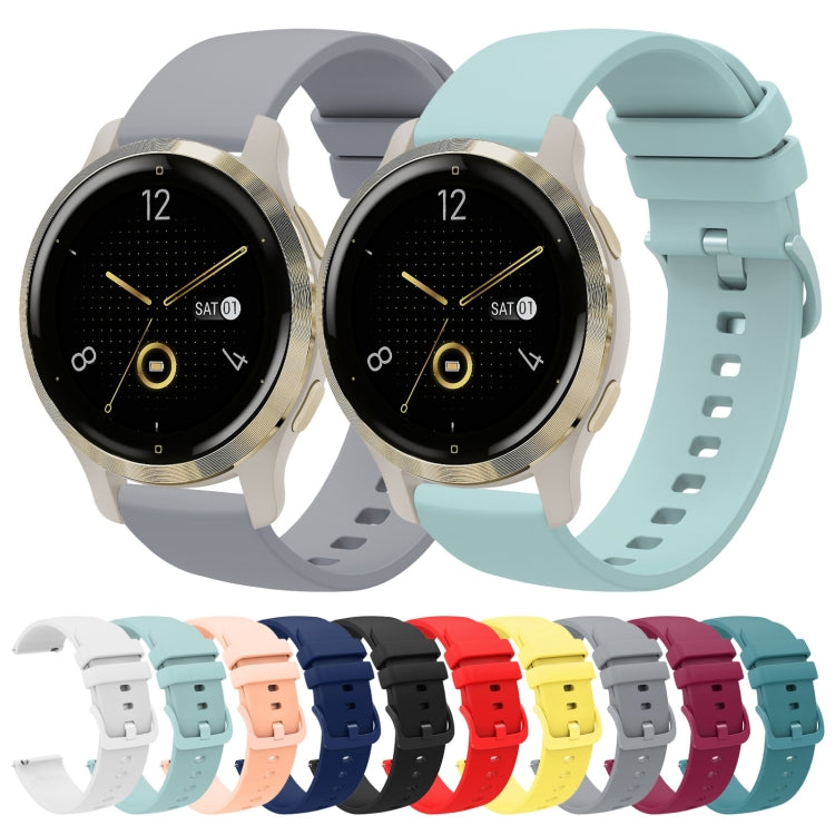 For Garmin Venu 2S 18mm Solid Color Soft Silicone Watch Band(Pine Green) - Watch Bands by buy2fix | Online Shopping UK | buy2fix