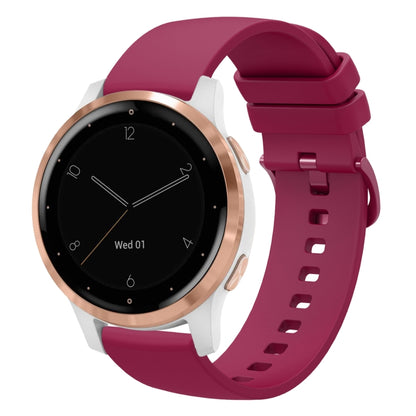 For Garmin Vivoactive 4S 18mm Solid Color Soft Silicone Watch Band(Burgundy) - Watch Bands by buy2fix | Online Shopping UK | buy2fix