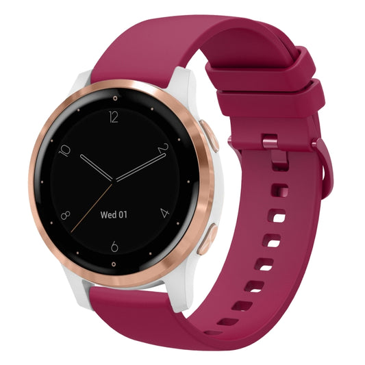 For Garmin Vivoactive 4S 18mm Solid Color Soft Silicone Watch Band(Burgundy) - Watch Bands by buy2fix | Online Shopping UK | buy2fix