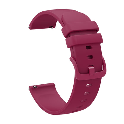 For Garmin Vivoactive 4S 18mm Solid Color Soft Silicone Watch Band(Burgundy) - Watch Bands by buy2fix | Online Shopping UK | buy2fix