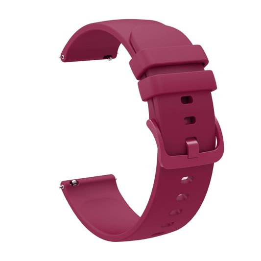 For Garmin Vivoactive 4S 18mm Solid Color Soft Silicone Watch Band(Burgundy) - Watch Bands by buy2fix | Online Shopping UK | buy2fix