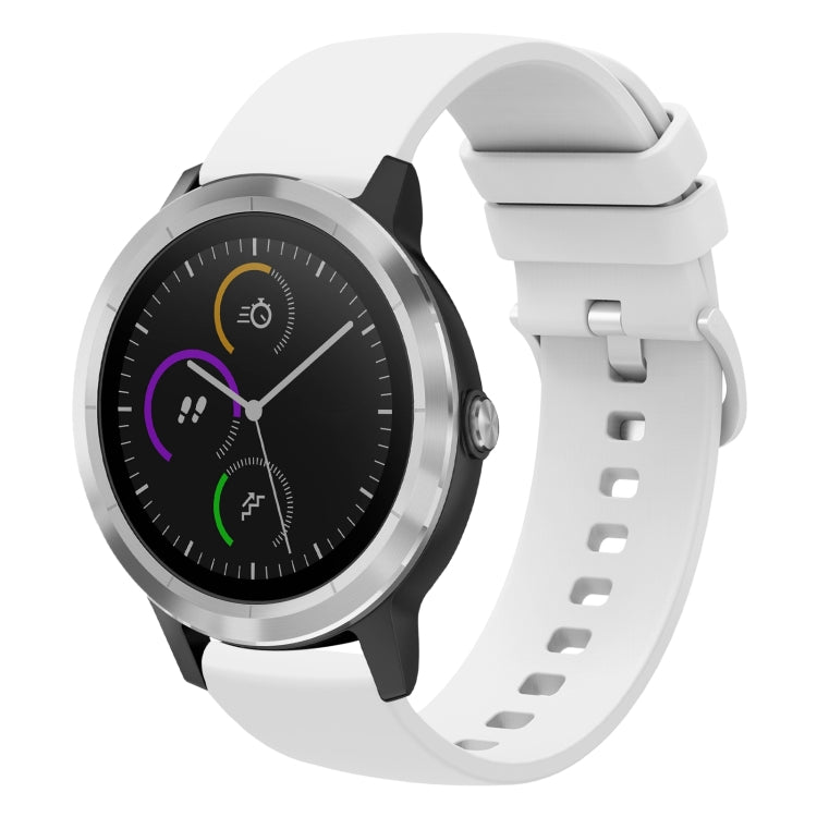For Garmin Vivoactive 3 20mm Solid Color Soft Silicone Watch Band(White) - Watch Bands by buy2fix | Online Shopping UK | buy2fix