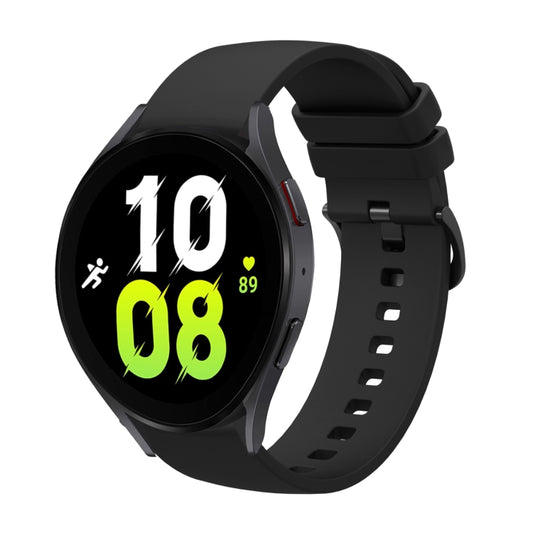 For Samsung Galaxy Watch5 44mm 20mm Solid Color Soft Silicone Watch Band(Black) - Watch Bands by buy2fix | Online Shopping UK | buy2fix