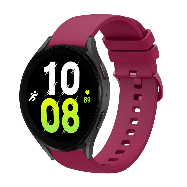 For Samsung Galaxy Watch5 40mm 20mm Solid Color Soft Silicone Watch Band(Wine Red) - Watch Bands by buy2fix | Online Shopping UK | buy2fix