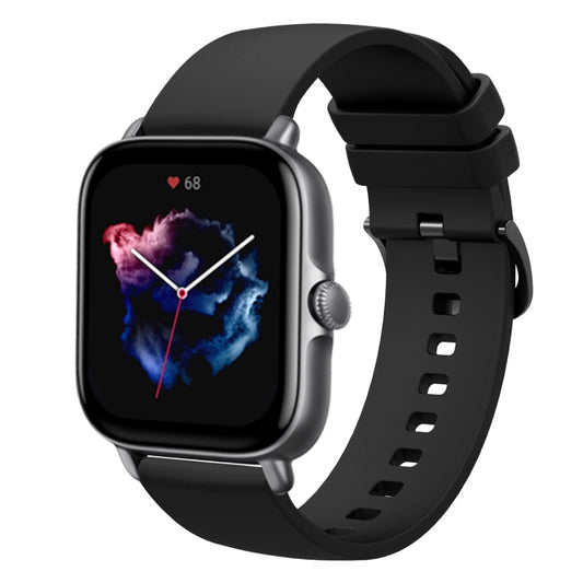 For Amazfit GTS 3 20mm Solid Color Soft Silicone Watch Band(Black) - Watch Bands by buy2fix | Online Shopping UK | buy2fix