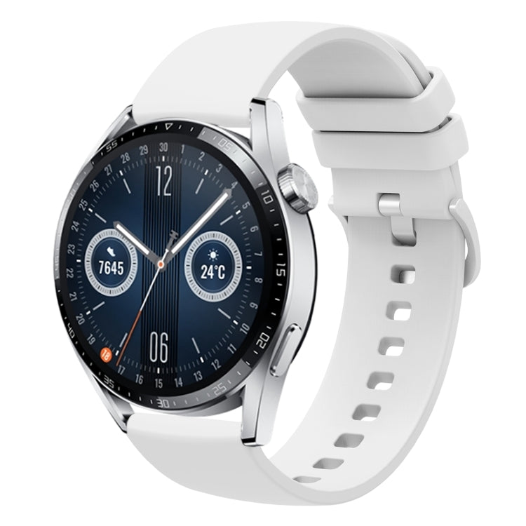 For Huawei Watch GT3 42mm 20mm Solid Color Soft Silicone Watch Band(White) by buy2fix