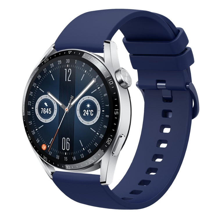 For Huawei Watch GT3 42mm 20mm Solid Color Soft Silicone Watch Band(Navy Blue) by buy2fix