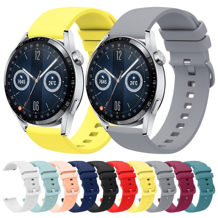 For Huawei Watch GT3 42mm 20mm Solid Color Soft Silicone Watch Band(White) by buy2fix