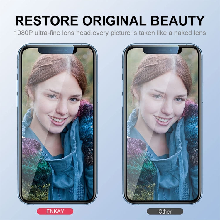 For iPhone 14 / 14 Plus ENKAY Glitter Rear Lens Aluminium Alloy Tempered Glass Film(Black) by ENKAY