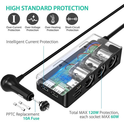 TR30 QC 3.0 Multifunctional 3 Cigarette Lighter  High Power Car Charger - Cigar Socket by buy2fix | Online Shopping UK | buy2fix
