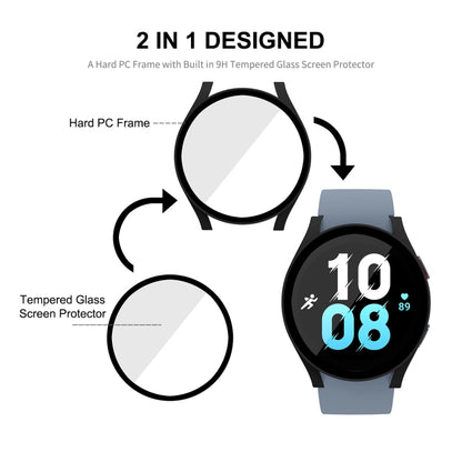 For Samsung Galaxy Watch5 44mm ENKAY Hat-Prince Full Coverage PC Frame + 9H Tempered Glass Case(Transparent) - Watch Cases by ENKAY | Online Shopping UK | buy2fix