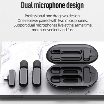 K61 Noise Cancelling Portable Wireless Lapel Microphone for Recording - Microphone by buy2fix | Online Shopping UK | buy2fix