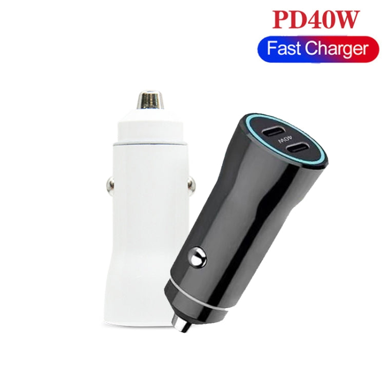 TE-P8 40W PD20W + PD20W Dual Port PD3.0 Car Charger with Type-c to Type-C Data Cable, Length: 1m(White) - Car Charger by buy2fix | Online Shopping UK | buy2fix