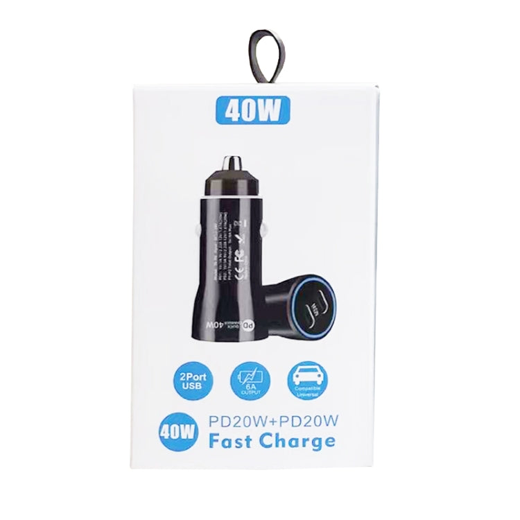 TE-P8 40W PD20W + PD20W Dual Port PD3.0 Car Charger with Type-c to Type-C Data Cable, Length: 1m(White) - Car Charger by buy2fix | Online Shopping UK | buy2fix