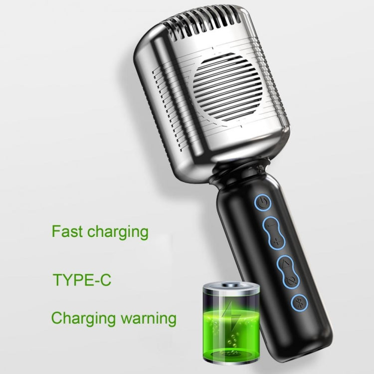 KM600 Wireless Microphone TWS Handheld Noise Reduction Smart Bluetooth-compatible Condenser Mic Music Player for Singing(Sliver) - Microphone by buy2fix | Online Shopping UK | buy2fix