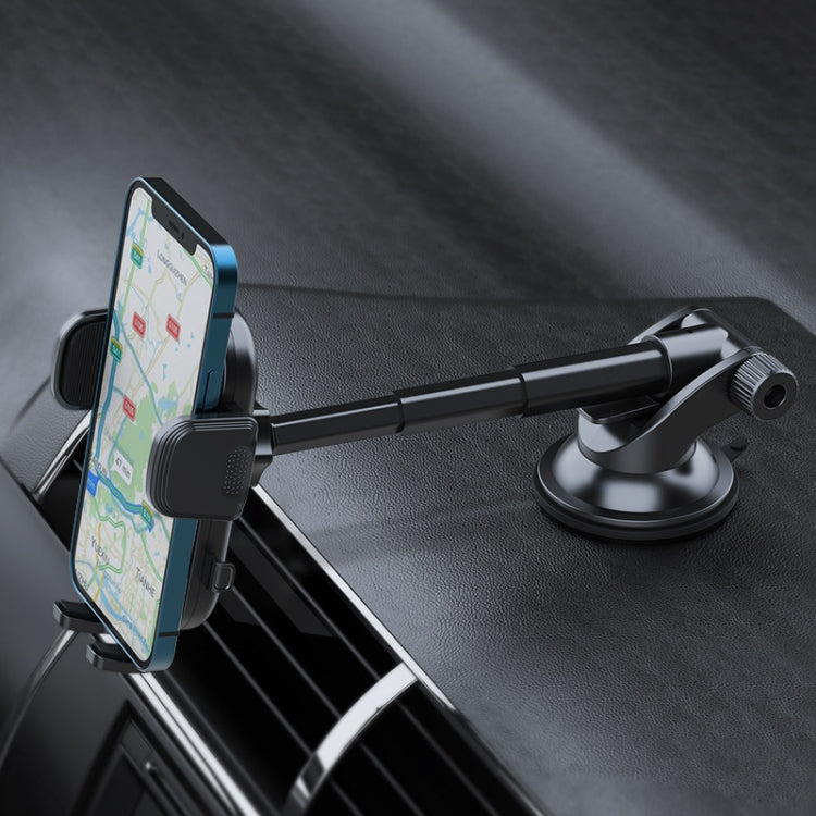 A190+X903 Car Windscreen Dashboard Sucker Mount 3-Phase Telescopic Long Arm Phone Holder - Universal Car Holders by buy2fix | Online Shopping UK | buy2fix