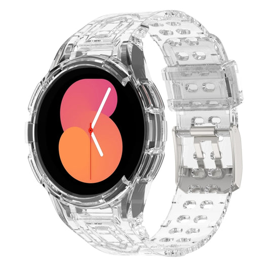 For Samsung Galaxy Watch5 40mm Armor Integrated TPU Double-Pin Buckle Smart Watch Band(Transparent White) - Watch Bands by buy2fix | Online Shopping UK | buy2fix