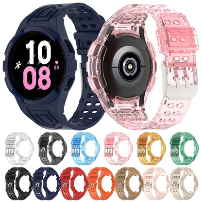 For Samsung Galaxy Watch5 44mm Armor Integrated TPU Double-Pin Buckle Smart Watch Band(Transparent White) - Watch Bands by buy2fix | Online Shopping UK | buy2fix