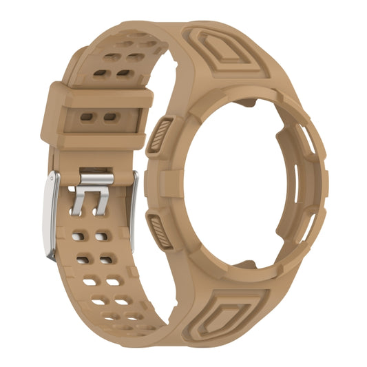 For Samsung Galaxy Watch4 44mm Armor Integrated TPU Double-Pin Buckle Smart Watch Band(Brwon) - Watch Bands by buy2fix | Online Shopping UK | buy2fix
