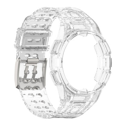 For Samsung Galaxy Watch4 44mm Armor Integrated TPU Double-Pin Buckle Smart Watch Band(Transparent White) - Watch Bands by buy2fix | Online Shopping UK | buy2fix