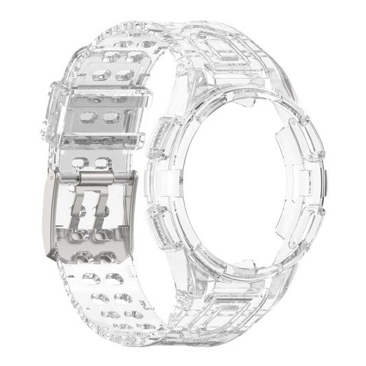 For Samsung Galaxy Watch4 44mm Armor Integrated TPU Double-Pin Buckle Smart Watch Band(Transparent White) - Watch Bands by buy2fix | Online Shopping UK | buy2fix
