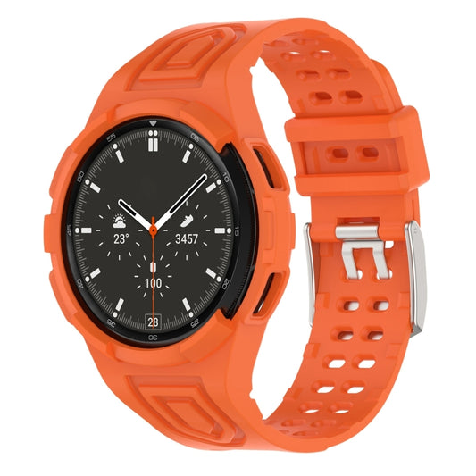 For Samsung Galaxy Watch4 Classic 46mm Armor Integrated TPU Double-Pin Buckle Smart Watch Band(Orange) - Watch Bands by buy2fix | Online Shopping UK | buy2fix