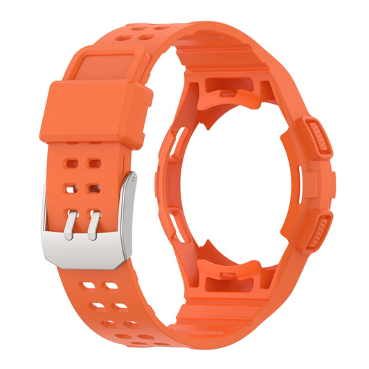 For Samsung Galaxy Watch4 Classic 46mm Armor Integrated TPU Double-Pin Buckle Smart Watch Band(Orange) - Watch Bands by buy2fix | Online Shopping UK | buy2fix