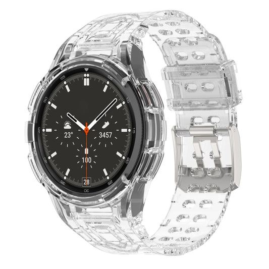 For Samsung Galaxy Watch4 Classic 46mm Armor Integrated TPU Double-Pin Buckle Smart Watch Band(Transparent White) - Watch Bands by buy2fix | Online Shopping UK | buy2fix