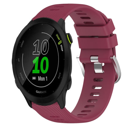 For Garmin Forerunner 55 20mm Solid Color Soft Silicone Watch Band(Wine Red) - Watch Bands by buy2fix | Online Shopping UK | buy2fix