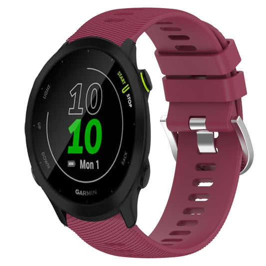 For Garmin Forerunner 55 20mm Solid Color Soft Silicone Watch Band(Wine Red) - Watch Bands by buy2fix | Online Shopping UK | buy2fix