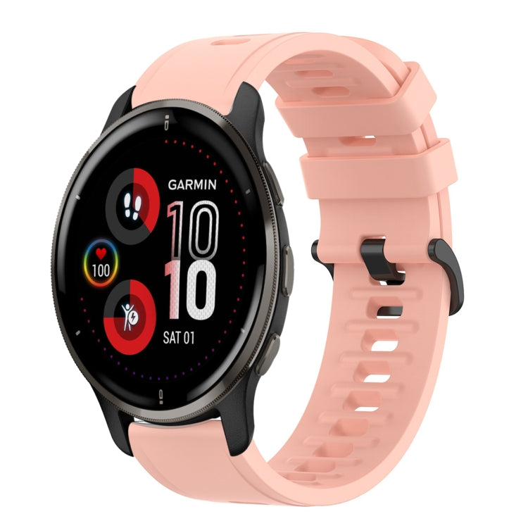 For Garmin Venu 2 Plus 20mm Solid Color Soft Silicone Watch Band(Pink) - Watch Bands by buy2fix | Online Shopping UK | buy2fix