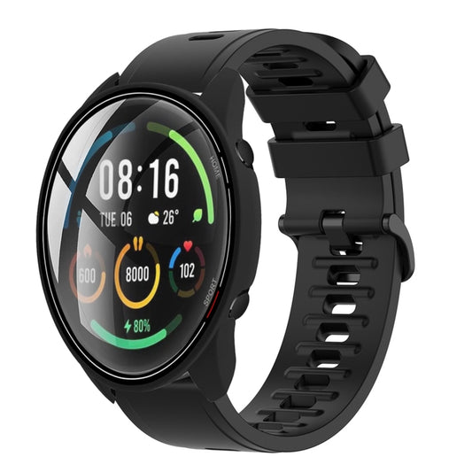 For Xiaomi MI Watch Color 22mm Solid Color Soft Silicone Watch Band(Black) - Watch Bands by buy2fix | Online Shopping UK | buy2fix