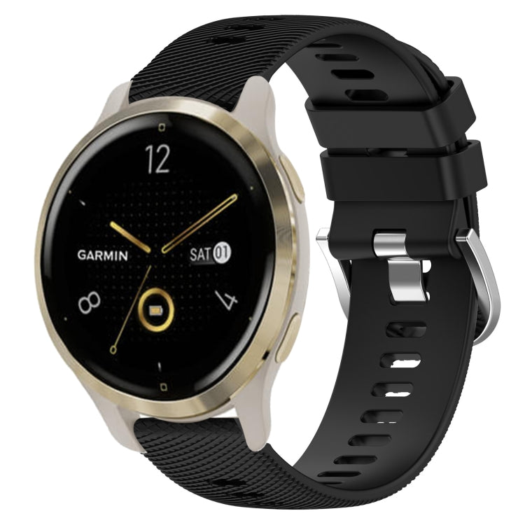 For Garmin Venu 2S 18mm Solid Color Silicone Watch Band(Black) - Watch Bands by buy2fix | Online Shopping UK | buy2fix