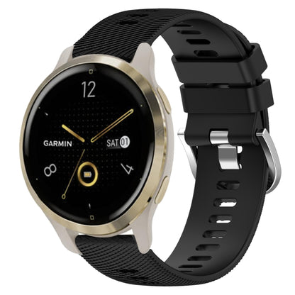 For Garmin Venu 2S 18mm Solid Color Silicone Watch Band(Black) - Watch Bands by buy2fix | Online Shopping UK | buy2fix