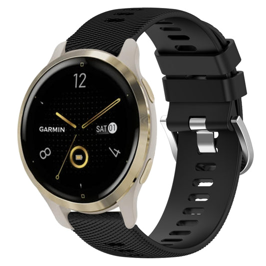For Garmin Venu 2S 18mm Solid Color Silicone Watch Band(Black) - Watch Bands by buy2fix | Online Shopping UK | buy2fix